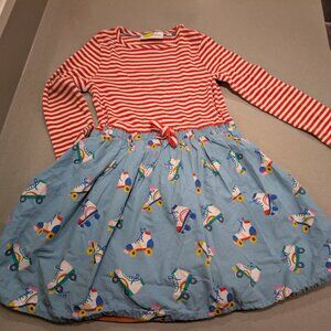 6-7 Y Mini Boden Long Sleeve Roller Skate Lined Dress Stripes